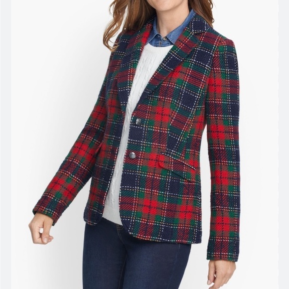 Talbots Classic Shetland Tartan Plaid Blazer - Picture 4 of 13